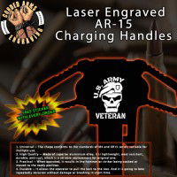 Army Veteran Skull Laser Engraved Charging Handle