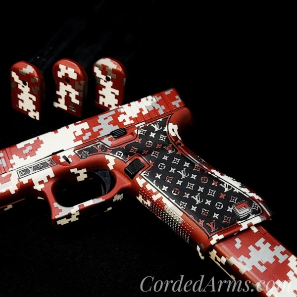 Glock 17 LV Lasered Engraved with Custom Cerakote