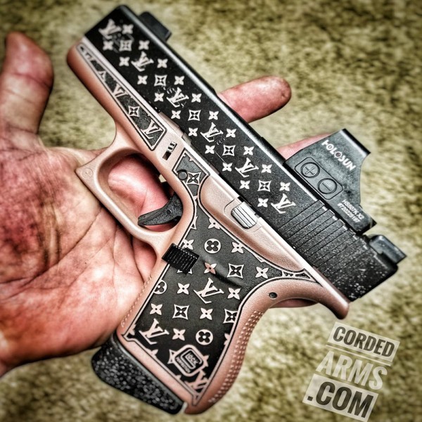 Custom Cerakote in Rose Gold, Lasered & Optic Cut