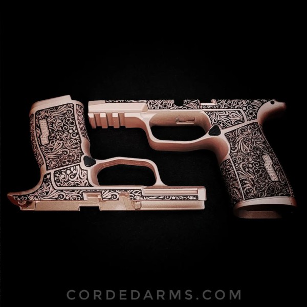Floral Laser Etched SIG SAUER P365 & Macro Cerakoted in Rose