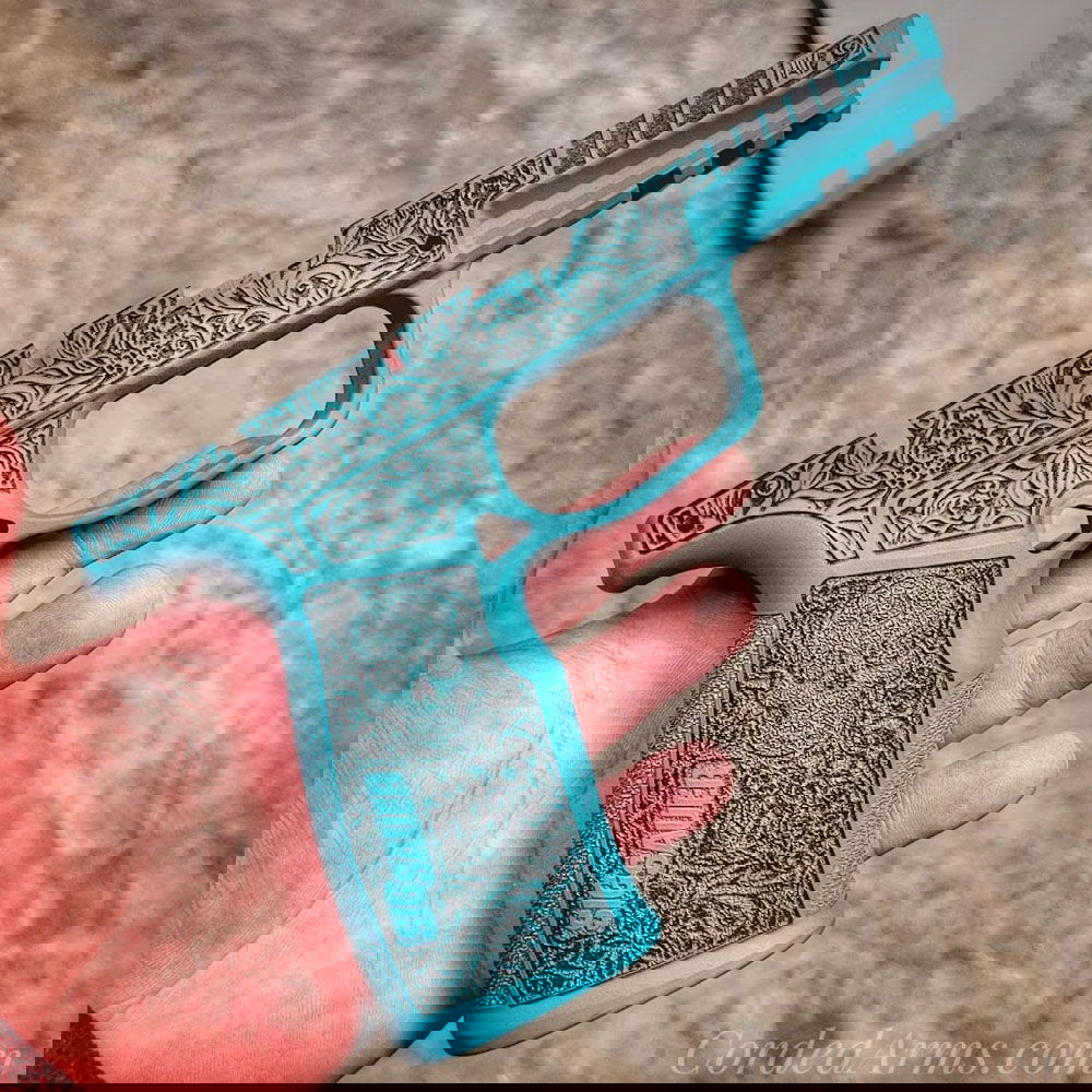 Sig 320 with Custom Lasering and Cerakoted in Robyn's Egg Blue