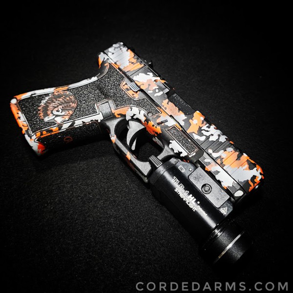 Custom Glock 19 w/ custom Camo Cerakote, Laser Stippling