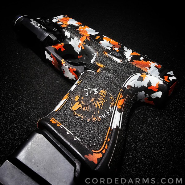 Custom Glock 19 w/ custom Camo Cerakote, Laser Stippling