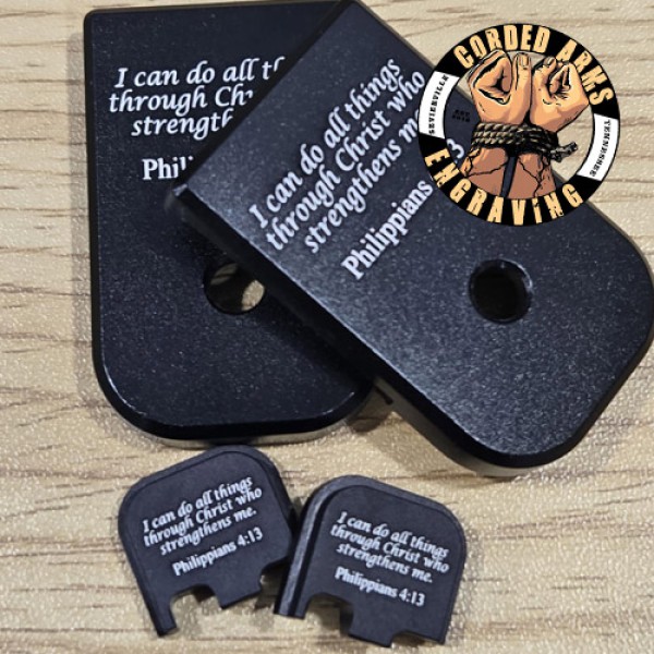 Philippians 4:13 Laser Engraved Glock Slide Plate & Base Pla