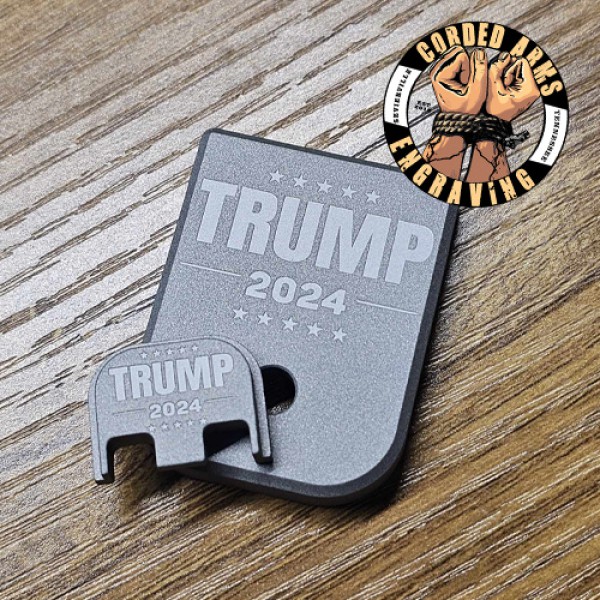 Custom Trump Glock Base & Slise Plate in Crushed Silver