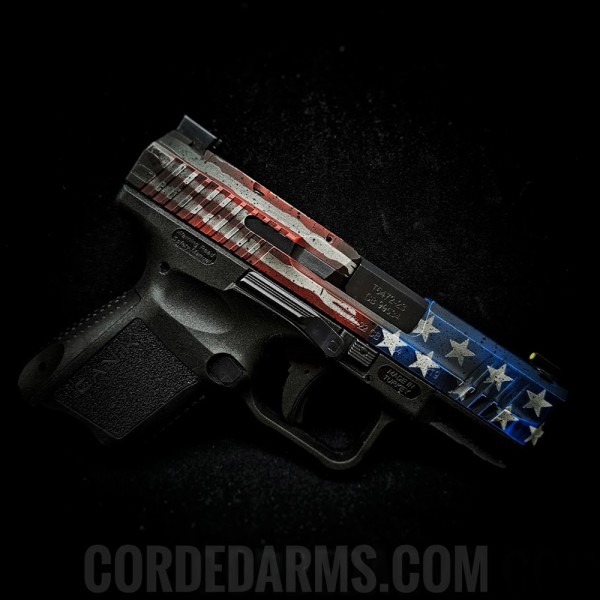 Custom Battle worn Flag Cerakote on a Canik
