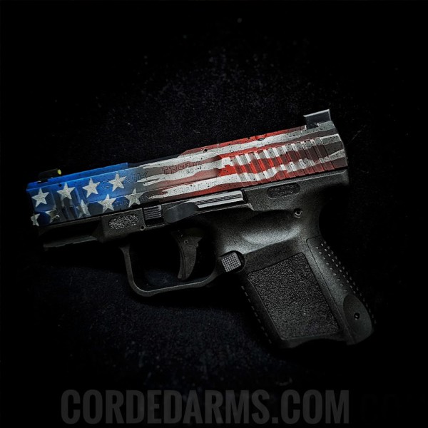 Custom Cerakote Battle Worn Flag on A Canik