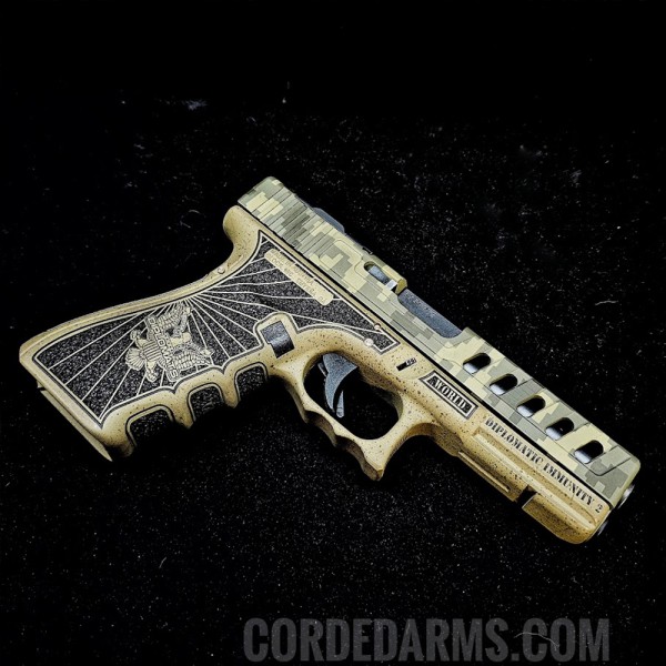 Custom Cerakote, optic cut, laser stippling & slide cut