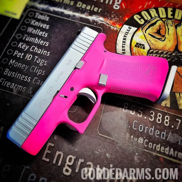 Custom Cerakote in Prison Pink and Satin Mag Slide