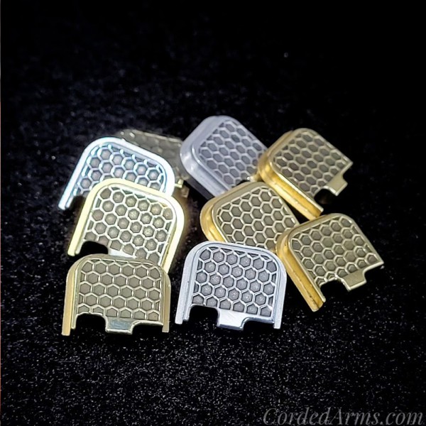 Honey Comb Laser Engraved Glock Slide Plate