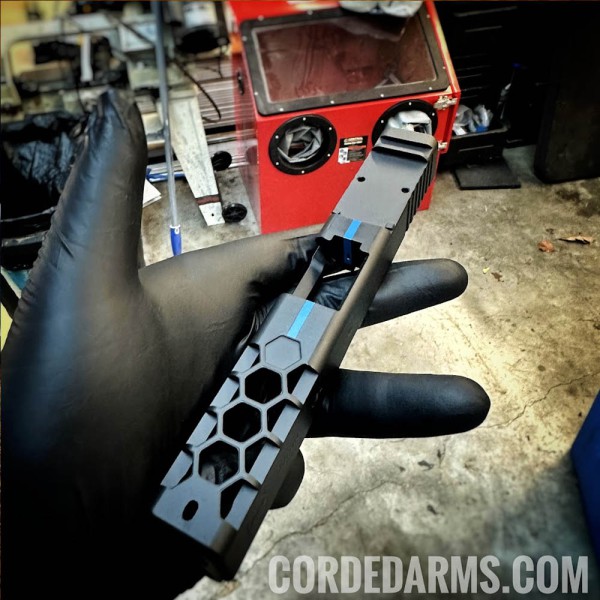  Custom Thin Blue Line Slide of Glock 17 with Honey Cut