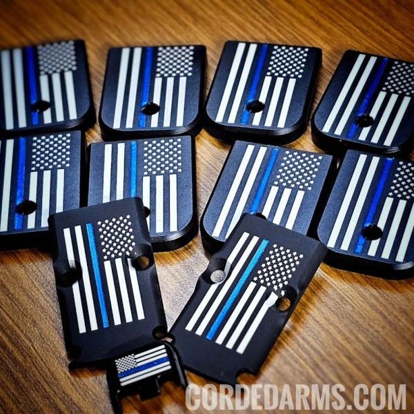 Thin Blue Line Glock Base Plates, RMR Cover Plate and Glock Slid