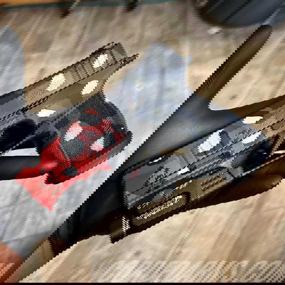 Custom Cerakoted Red & Blue Chocolate Chip Camo