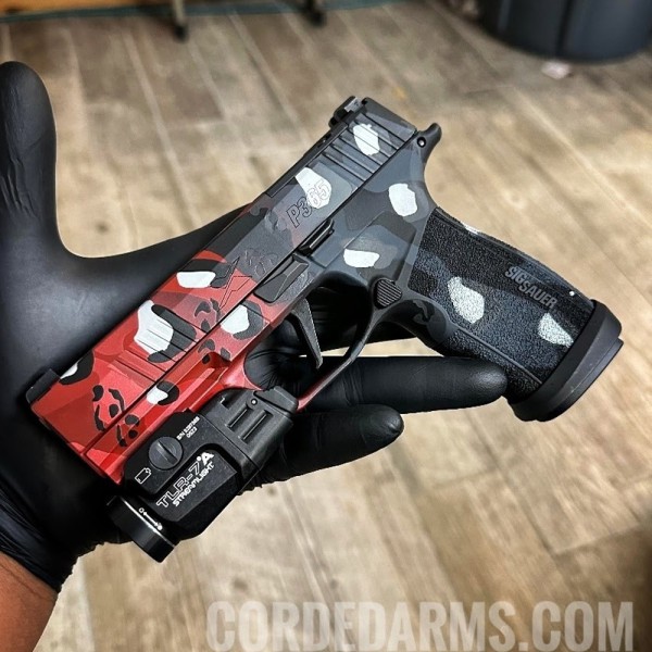 Custom Cerakoted Red & Blue Chocolate Chip Camo