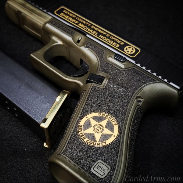 Custom Glock40 w/ Cerakoted in Magpul OD Green & Gold 