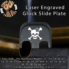 Lady CrossBones Laser Engraved Glock Slide Plate
