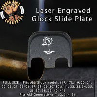 Rose 2 Laser Engraved Glock Slide Plate