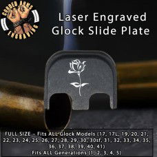 Rose 2 Laser Engraved Glock Slide Plate