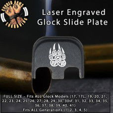 Tribal Bear Paw Laser Engraved Glock Slide Plate