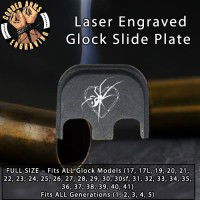 Black Widow Laser Engraved Glock Slide Plate
