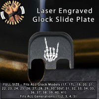 Rock On Skeleton Hand Laser Engraved Glock Slide Plate