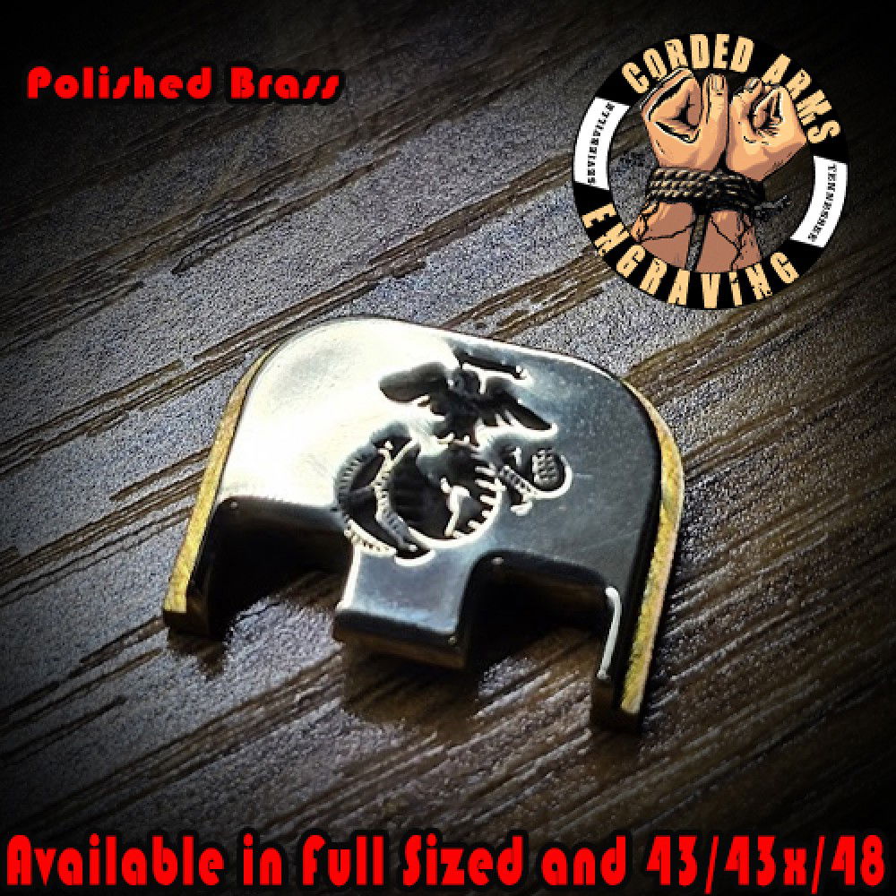 USMC Glock Slide Plate in Polished Brass