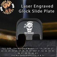 Army Veteran Skull Laser Engraved Glock Slide Plate