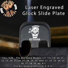 Army Veteran Skull Laser Engraved Glock Slide Plate