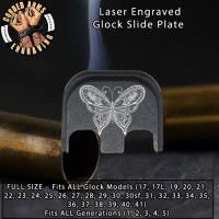 Butterfly 1 Laser Engraved Glock Slide Plate