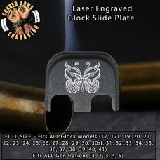Butterfly 2 Laser Engraved Glock Slide Plate