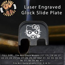 Gas Masked Hello Kitty Laser Engraved Glock Slide Plate
