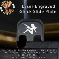Girl with Gun Laser Engraved Glock Slide Plate