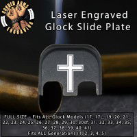 Cross Laser Engraved Glock Slide Plate