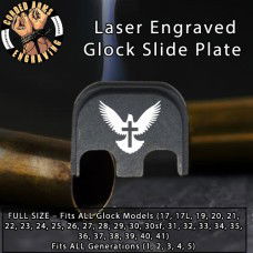 Dove with Cross Laser Engraved Glock Slide Plate