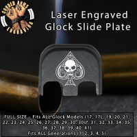 Aces of Spades Skull Laser Engraved Glock Slide Plate