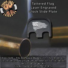 Tattered Flag Laser Engraved Glock Slide Plate