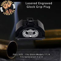 Parachutist Badge "Jump Wings" Lasered Engraved Glock Grip Plug