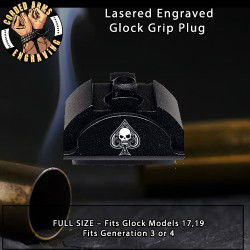 Aces of Spades Skull Lasered Engraved Glock Grip Plug