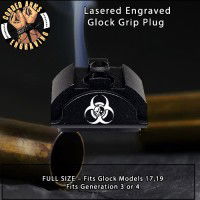 Biohazard Double Skull Lasered Engraved Glock Grip Plug