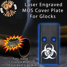 Biohazard Double Skulls Lasered Engraved MOS Cover Plate