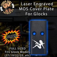 Girl with Gun Lasered Engraved MOS Cover Plate