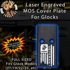 USMC Vet Flag Lasered Engraved MOS Cover Plate