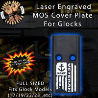 Navy Vet Flag Lasered Engraved MOS Cover Plate