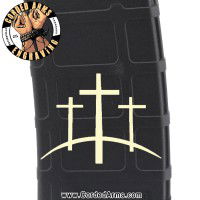 3 Crosses On The Hill Engraved Custom Pmag