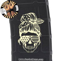 Messy Bun Skull Laser Engraved Custom Pmag