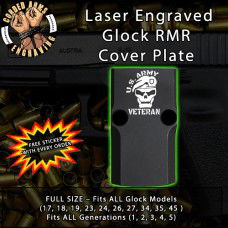 Army Veteran Skull Engraved RMR Cover Plate 