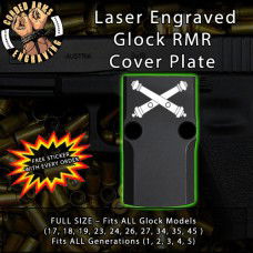 Field Artillery Crossed Cannons Engraved RMR Cover Plate 