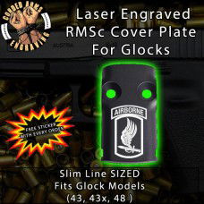173rd Airborne Brigade Laser Engraved RMSc Cover Plate for Glock 43, 43x, 48