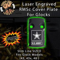 U.S. Army Logo Laser Engraved RMSc Cover Plate for Glock 43, 43x, 48