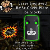 Master Parachutist Badge Laser Engraved RMSc Cover Plate for Glock 43, 43x, 48